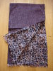Longue écharpe en laine imprimée et mousseline de soie marron, beige et roux