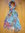 Echarpe foulard MARC ROZIER en mousseline imprimée turquoise, bleu électrique