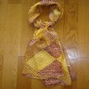 Echarpe foulard en mousseline de soie imprimée seersucker MARC ROZIER jaune et marron