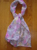 Echarpe foulard en mousseline de soie imprimée seersucker MARC ROZIER gris, jaune et rose