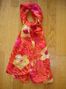 Echarpe foulard en mousseline de soie imprimée seersucker MARC ROZIER orange, rouge, jaune et rose
