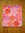 Longue étole blanche en coton et soie imprimée de rosaces orange, corail, saumon, rouges, fuchsia